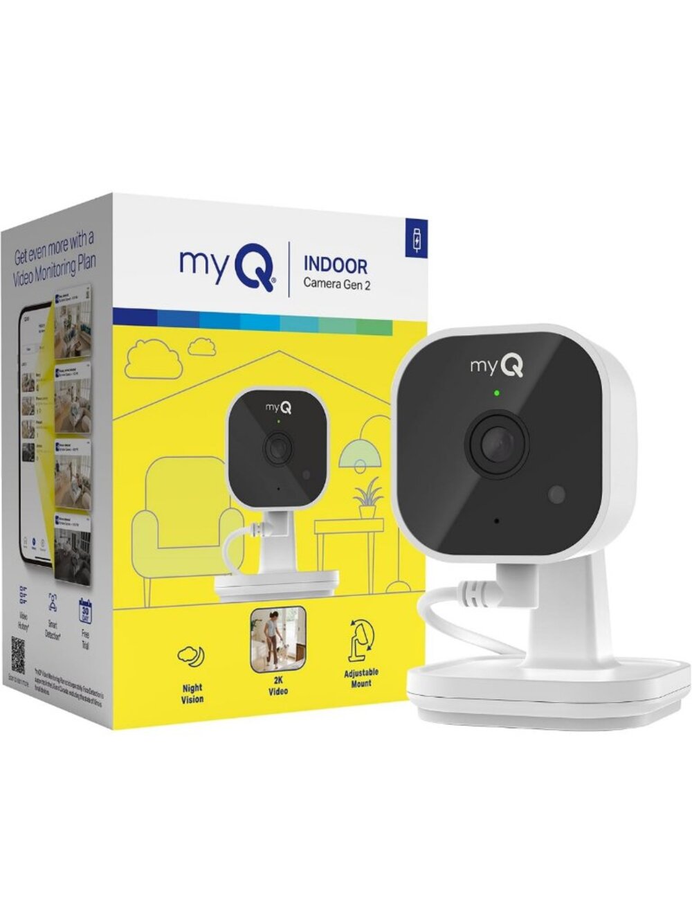 2K Indoor Wi-Fi Security Camera with Night Vision, Motion Detection, 2-Way Audio